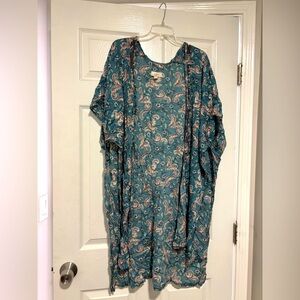 Teal Paisley Patterned long cardigan